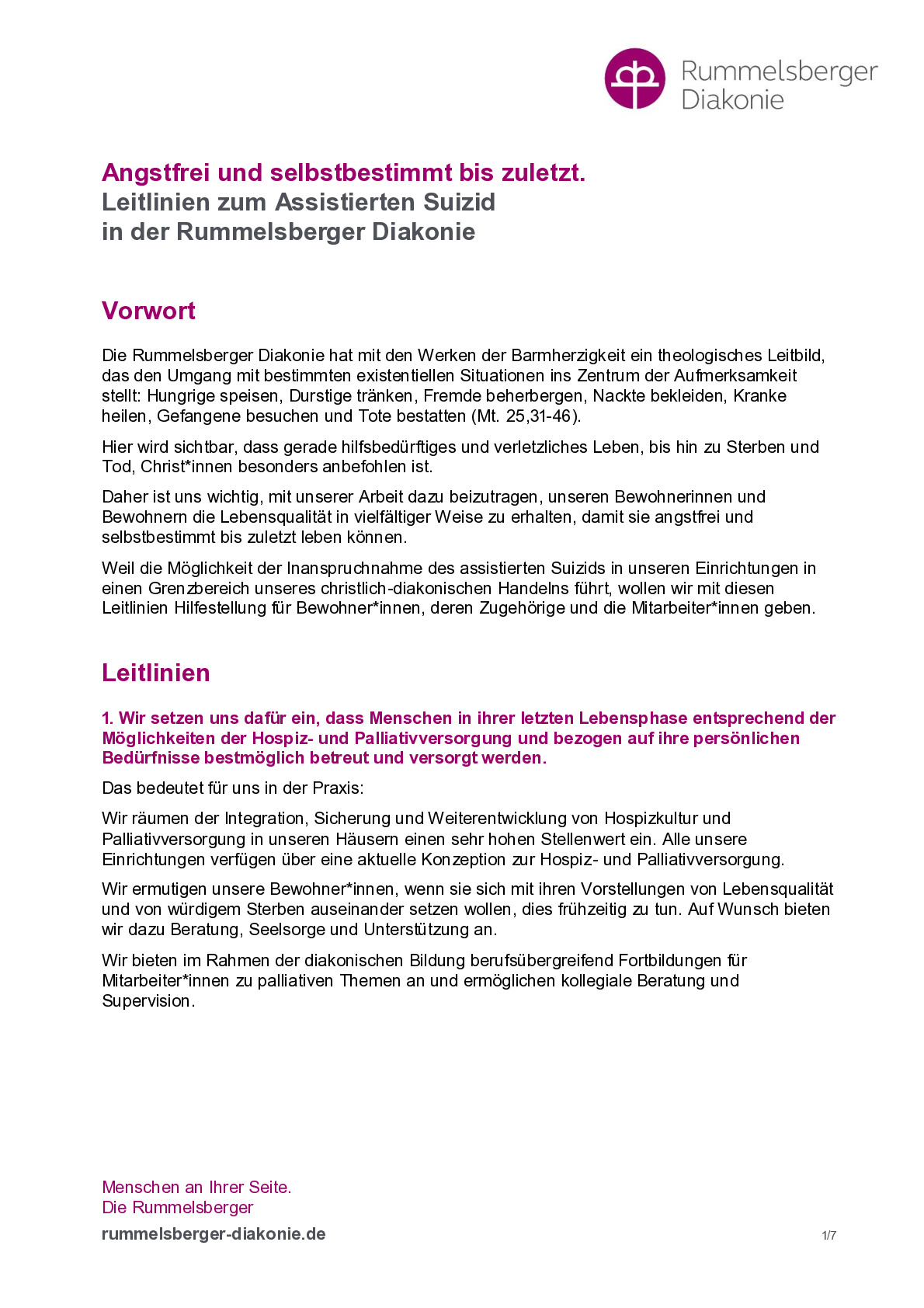 Leitlinien zum Assisierten Suizid