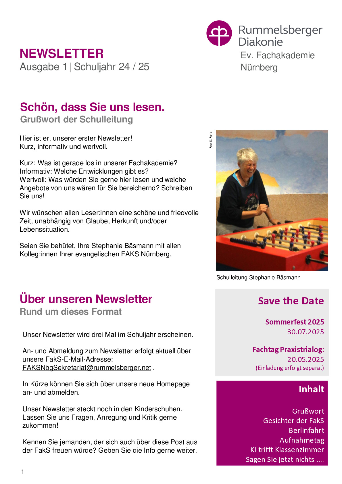 Newsletter - Ausgabe 1/2024-25 als PDF