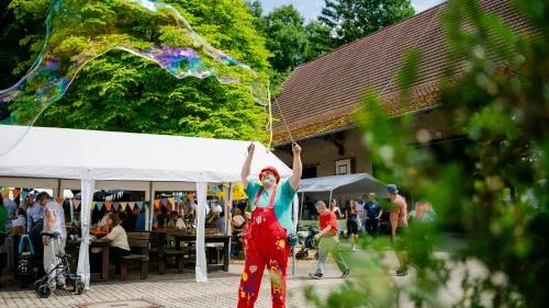 Clown Melman Bubbles auf den Wurzhofer Jahresfest