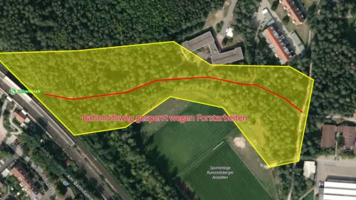 Vom 30. Juni bis 3. Juli 2026 finden entlang des Bahnhofswegs in Richtung Schwarzenbruck (ab Kindergarten Schwarzenbruck) notwendige Forstarbeiten statt.